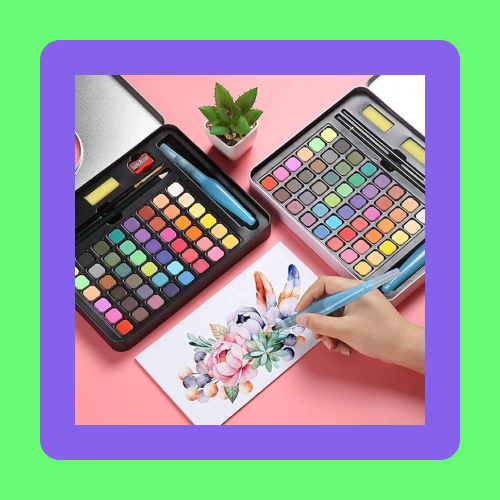 Conjunto de tintas para pintura aquarela