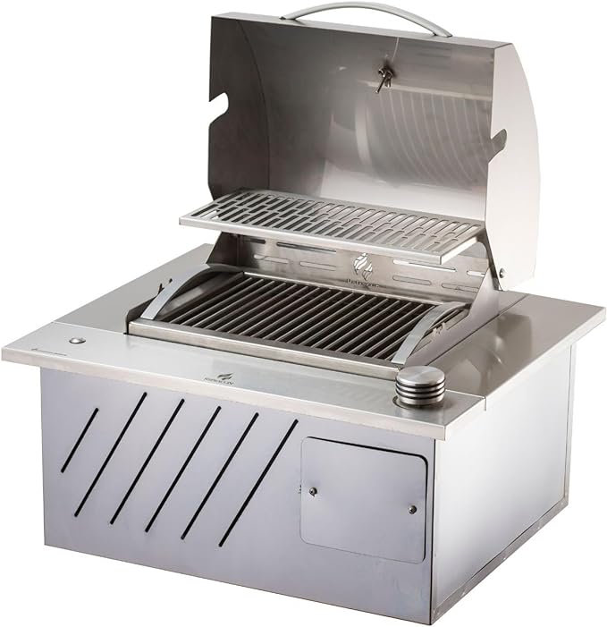 Mini Steak Churrasqueira Gás De Embutir Em Inox 304 com Tampa Abafador 54x46cm GN